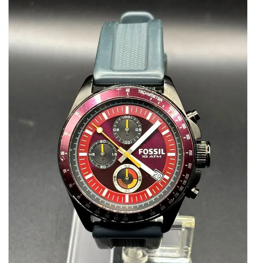 Fossil Decker CH2876 Chronograph Red Dial Silicone Men’s Watch 43mm